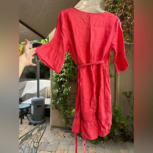Linen Wrap Ruffle Dress - Picture 3 of 3